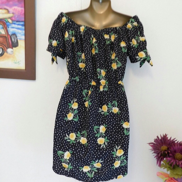 Mint of blush Summer black lemon tropical dress - Picture 2 of 4